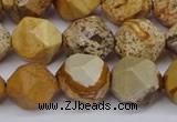 CNG6050 15.5 inches 12mm faceted nuggets picture jasper beads