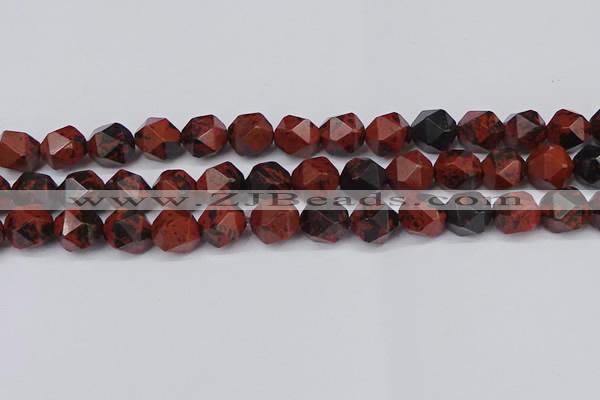 CNG6107 15.5 inches 8mm faceted nuggets mahogany obsidian beads