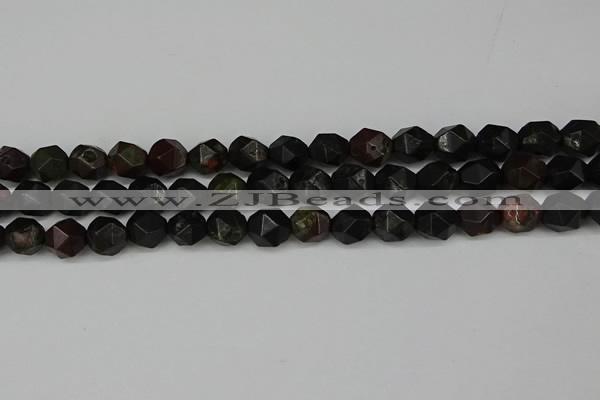 CNG6118 15.5 inches 8mm faceted nuggets plum blossom jade beads