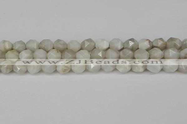 CNG6150 15.5 inches 10mm faceted nuggets grey agate beads