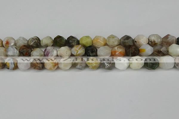 CNG6152 15.5 inches 10mm faceted nuggets silver needle agate beads