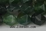 CNG6154 15.5 inches 10mm faceted nuggets moss agate beads