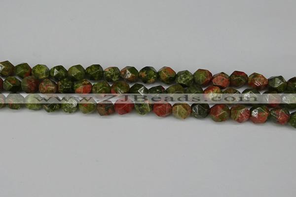 CNG6181 15.5 inches 10mm faceted nuggets unakite gemstone beads