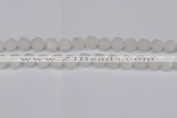 CNG6186 15.5 inches 10mm faceted nuggets white jade beads