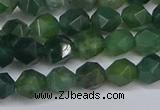 CNG6225 15.5 inches 6mm faceted nuggets moss agate beads