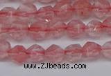 CNG6260 15.5 inches 6mm faceted nuggets cherry quartz beads