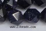 CNG6297 15.5 inches 14mm faceted nuggets blue goldstone beads