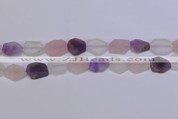 CNG6364 15.5 inches 14*18mm - 16*22mm freeform matte mixed quartz beads