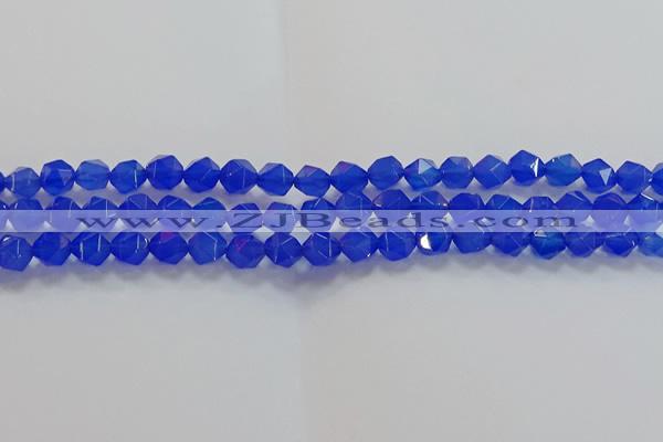 CNG6508 15.5 inches 6mm faceted nuggets blue agate beads