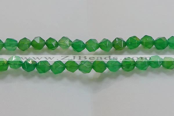 CNG6515 15.5 inches 12mm faceted nuggets green agate beads