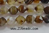 CNG6516 15.5 inches 6mm faceted nuggets line agate beads