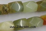 CNG652 15.5 inches 13*18mm faceted nuggets flower jade beads