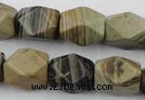 CNG653 15.5 inches 13*18mm faceted nuggets silver leaf jasper beads