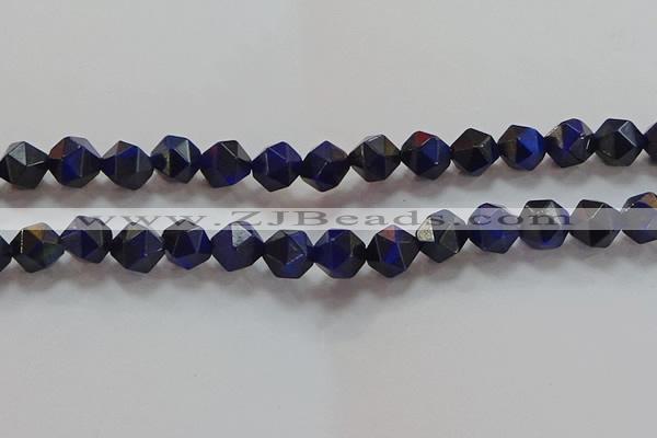 CNG6544 15.5 inches 10mm faceted nuggets blue tiger eye beads