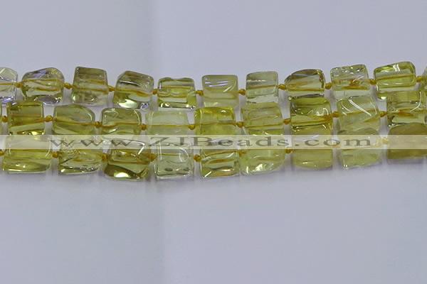CNG6807 15.5 inches 8*12mm - 10*16mm nuggets lemon quartz beads