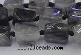 CNG6821 15.5 inches 5*8mm - 8*12mm nuggets black rutilated quartz beads