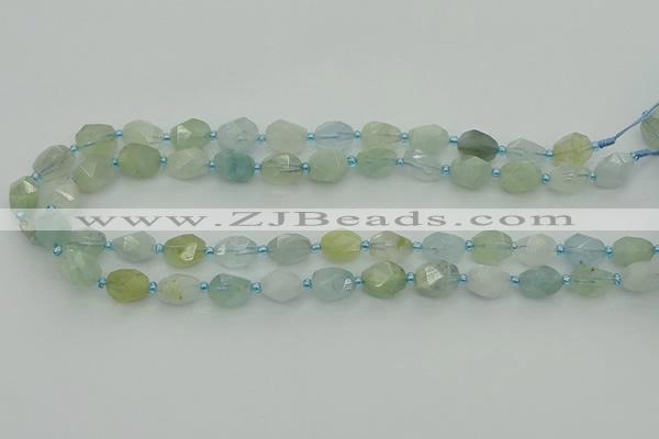 CNG6920 15.5 inches 8*12mm - 12*16mm faceted nuggets aquamarine beads