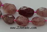 CNG6923 15.5 inches 8*12mm - 12*16mm faceted nuggets strawberry quartz bead