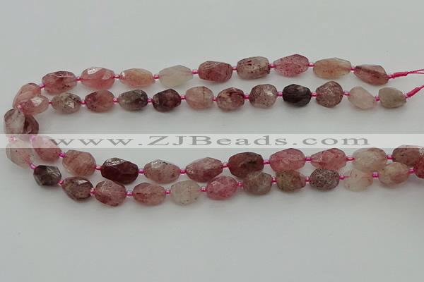 CNG6923 15.5 inches 8*12mm - 12*16mm faceted nuggets strawberry quartz bead