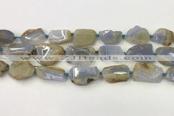 CNG6948 15.5 inches 18*20mm - 22*30mm freeform blue chalcedony beads