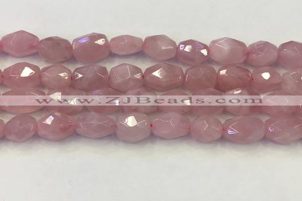 CNG6953 12*14mm - 13*16mm faceted nuggets rose quartz beads