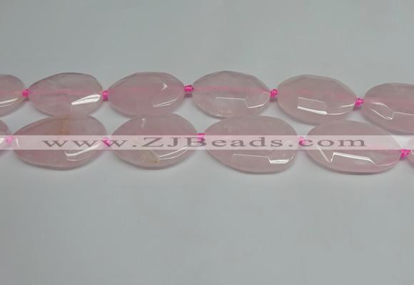 CNG7088 15.5 inches 25*35mm - 35*45mm faceted freeform rose quartz beads