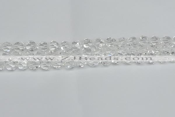 CNG7211 15.5 inches 8mm faceted nuggets white crystal beads