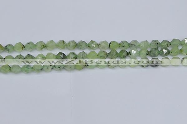 CNG7240 15.5 inches 6mm faceted nuggets green rutilated quartz beads