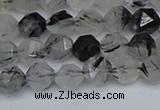 CNG7245 15.5 inches 6mm faceted nuggets black rutilated quartz beads
