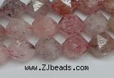 CNG7256 15.5 inches 8mm faceted nuggets strawberry quartz beads