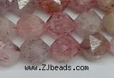 CNG7257 15.5 inches 10mm faceted nuggets strawberry quartz beads