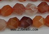 CNG7283 15.5 inches 12mm faceted nuggets red rabbit hair quartz beads