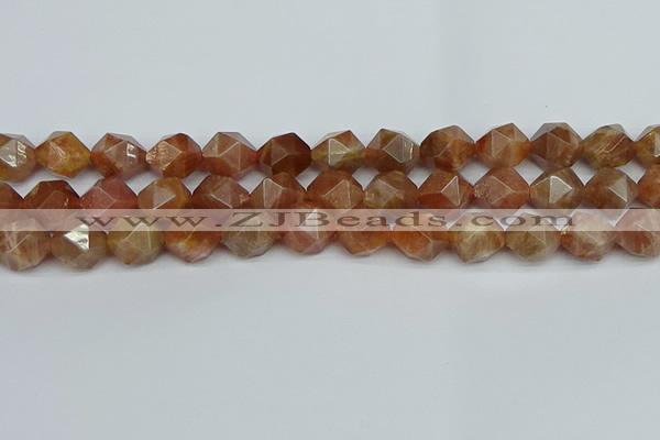 CNG7298 15.5 inches 12mm faceted nuggets sunstone beads