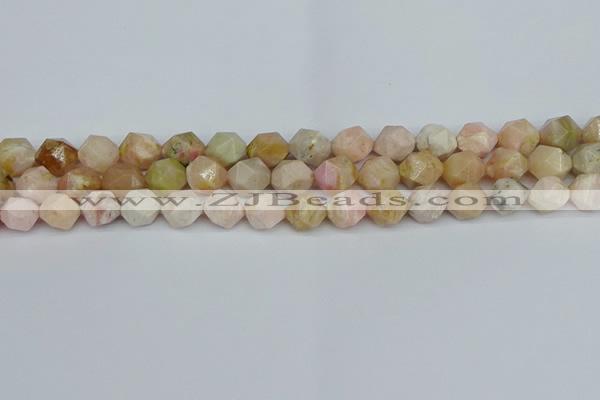 CNG7301 15.5 inches 8mm faceted nuggets pink opal gemstone beads