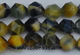 CNG7311 15.5 inches 8mm faceted nuggets golden & blue tiger eye beads