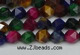 CNG7330 15.5 inches 6mm faceted nuggets mixed tiger eye beads