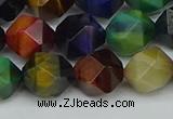 CNG7333 15.5 inches 12mm faceted nuggets mixed tiger eye beads