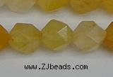 CNG7358 15.5 inches 12mm faceted nuggets yellow jade beads