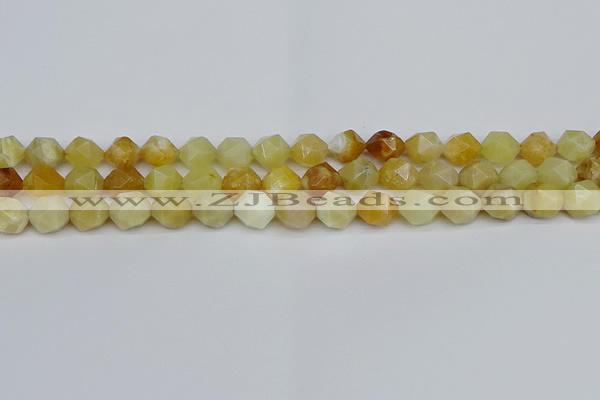 CNG7366 15.5 inches 8mm faceted nuggets yellow opal beads