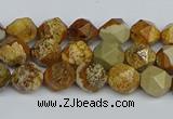 CNG7375 15.5 inches 6mm faceted nuggets picture jasper beads