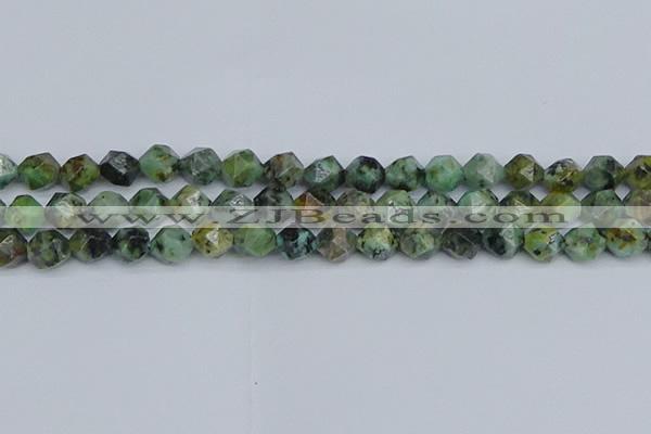 CNG7386 15.5 inches 8mm faceted nuggets African turquoise beads