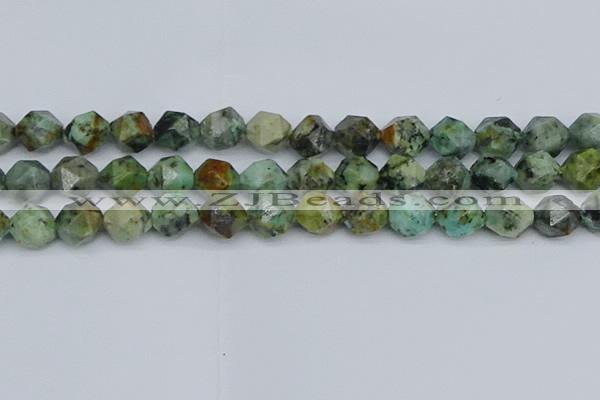 CNG7388 15.5 inches 12mm faceted nuggets African turquoise beads