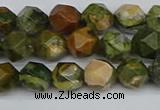 CNG7395 15.5 inches 6mm faceted nuggets rhyolite gemstone beads