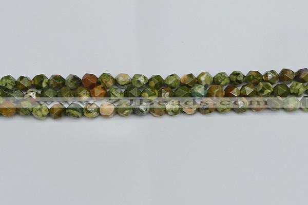 CNG7395 15.5 inches 6mm faceted nuggets rhyolite gemstone beads