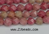 CNG7420 15.5 inches 6mm faceted nuggets rhodochrosite beads