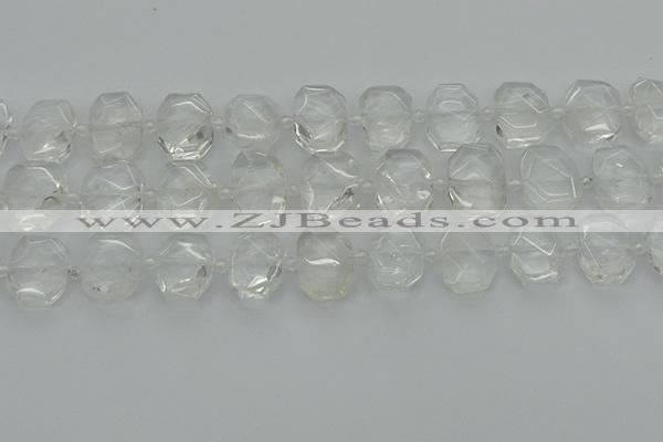 CNG7450 12*16mm - 15*20mm faceted freeform white crystal beads