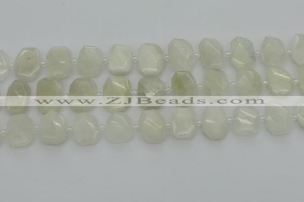 CNG7454 12*16mm - 15*20mm faceted freeform white moonstone beads