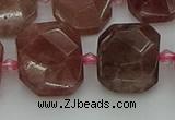 CNG7455 12*16mm - 15*20mm faceted freeform strawberry quartz beads