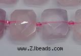 CNG7471 15.5 inches 18*25mm - 20*28mm faceted freeform rose quartz beads