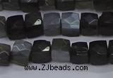 CNG7490 15.5 inches 8*8mm faceted nuggets black moonstone beads